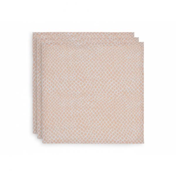 Lot de 3 langes gaze de coton Snake Pale Pink 31cm x 31cm