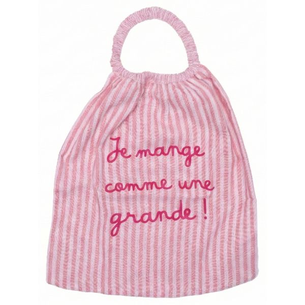 Serviette élastique enfant gaze de coton comme une grande rayé vieux rose