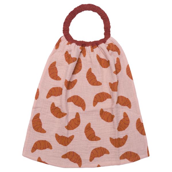 Serviette élastique enfant gaze de coton croissants / verso toffee