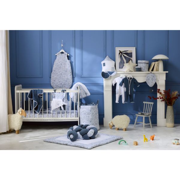Serviette enfant popeline imprimée forêt/bleu