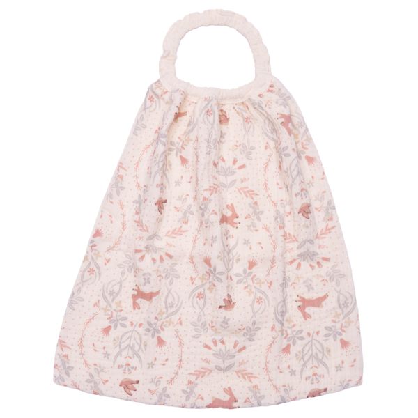 Serviette élastique enfant double gaze de coton jardin enchanté/ ivoire