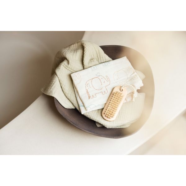 Lot de 3 langes en coton 31 x 31 cm Elephant Tales