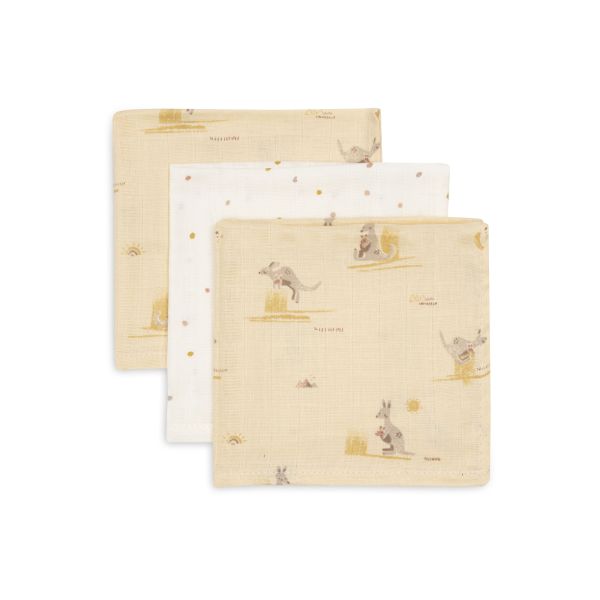 Lot de 3 langes en coton 31 x 31 cm Kangaroots