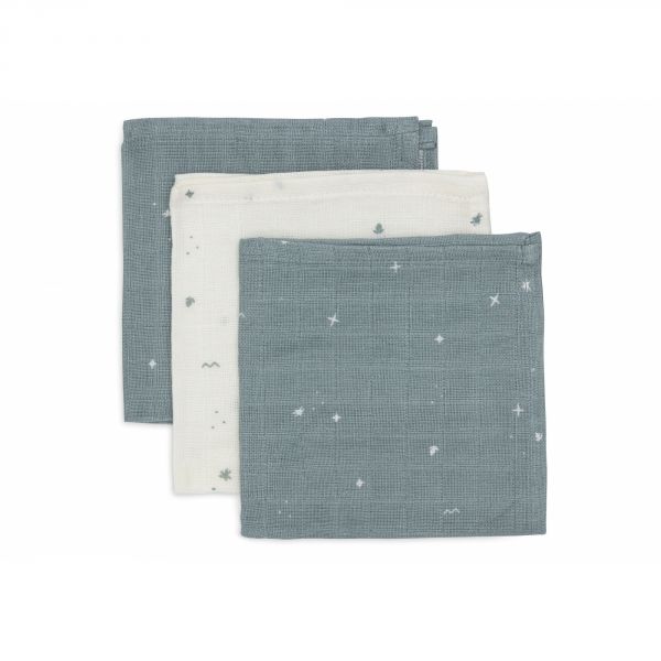 Lot de 3 langes en coton 31 x 31 cm Twinkling Sea Green