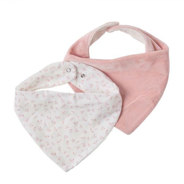 Lot de 2 bavoirs bandana doublés éponge Alice et Pomme