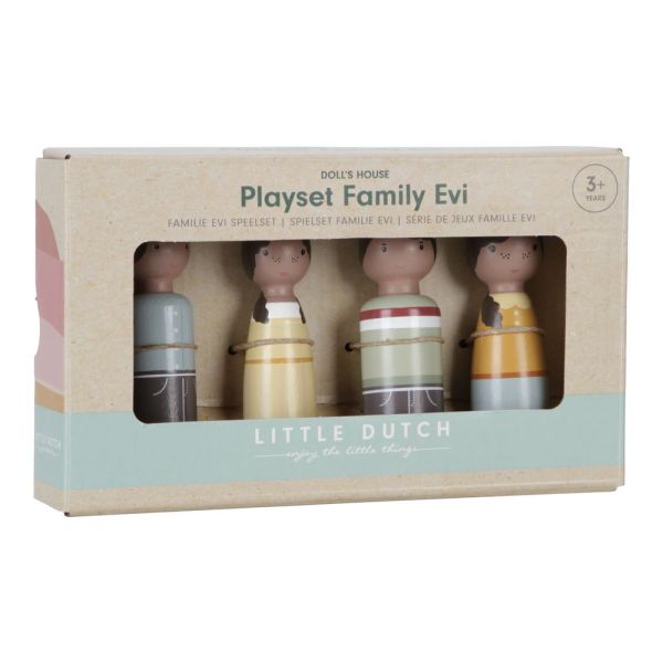 Set 4 poupées en bois Famille Evi pour maison de poupée FSC