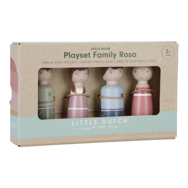 Set 4 poupées en bois Famille Rosa pour maison de poupée FSC