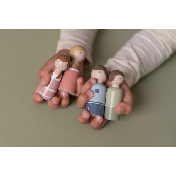 Set 4 poupées en bois Famille Rosa pour maison de poupée FSC