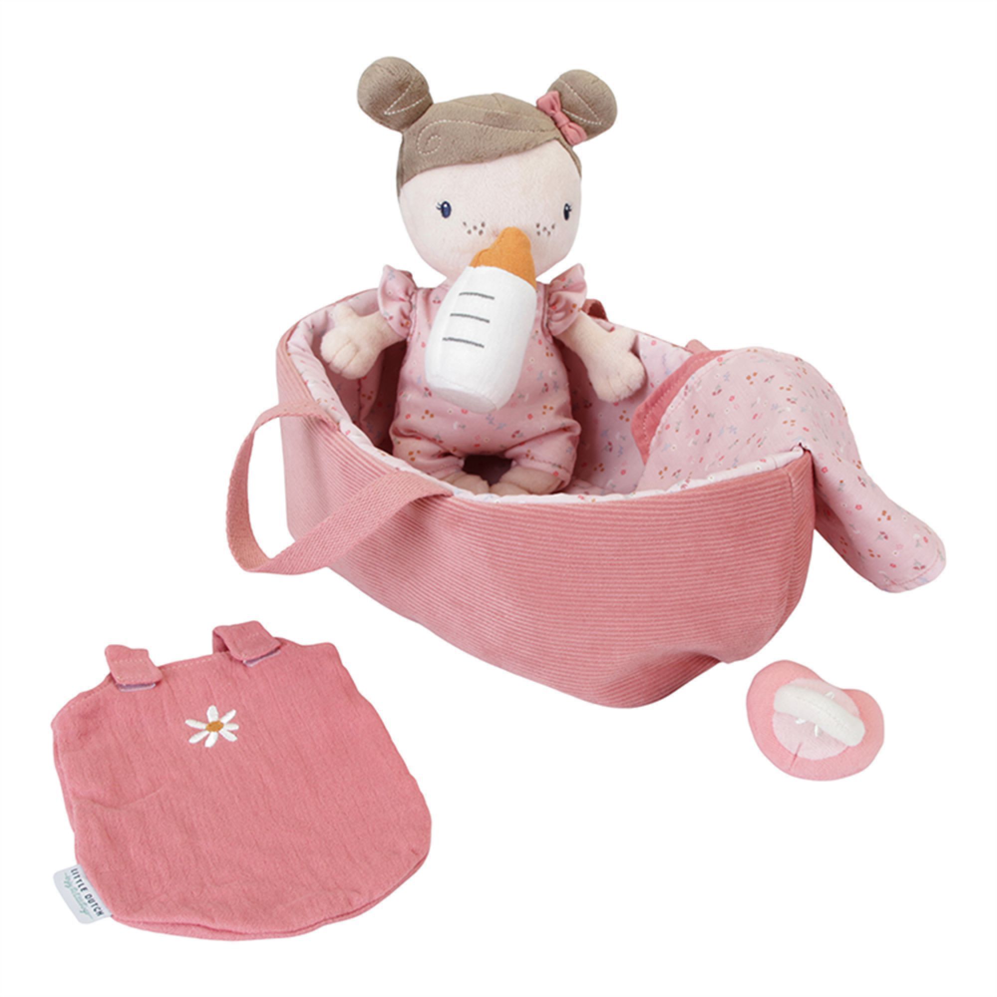 Poupée bébé et son couffin Rosa Little Pink Flowers - Made in Bébé