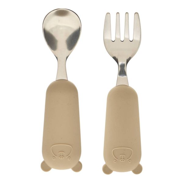 Set de couverts enfant beige cuillère et fourchette