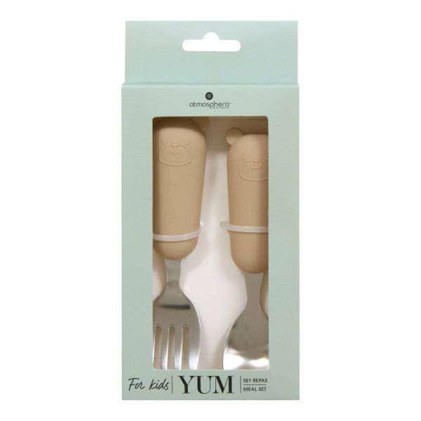 Set de couverts enfant beige cuillère et fourchette