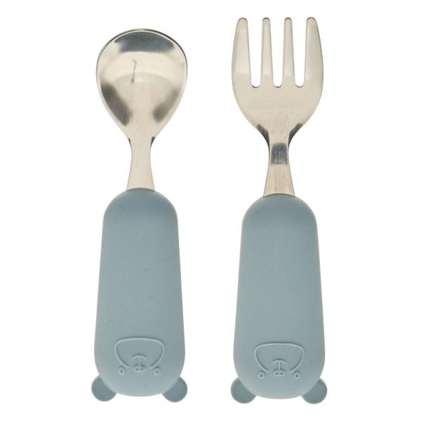 Set de couverts enfant bleu cuillère et fourchette