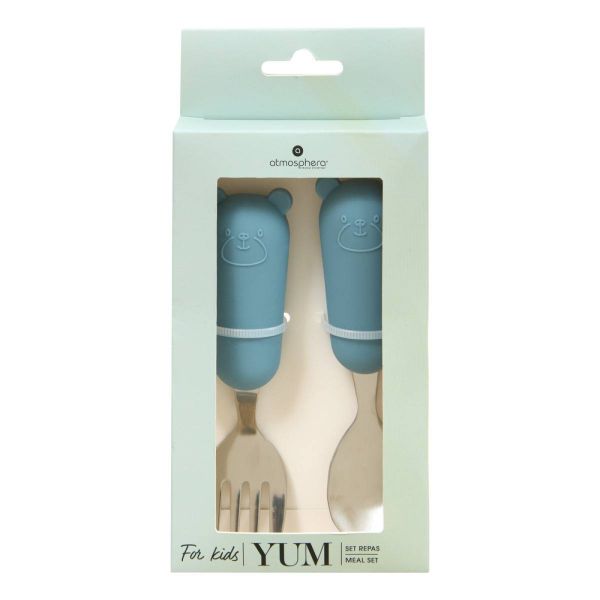 Set de couverts enfant bleu cuillère et fourchette