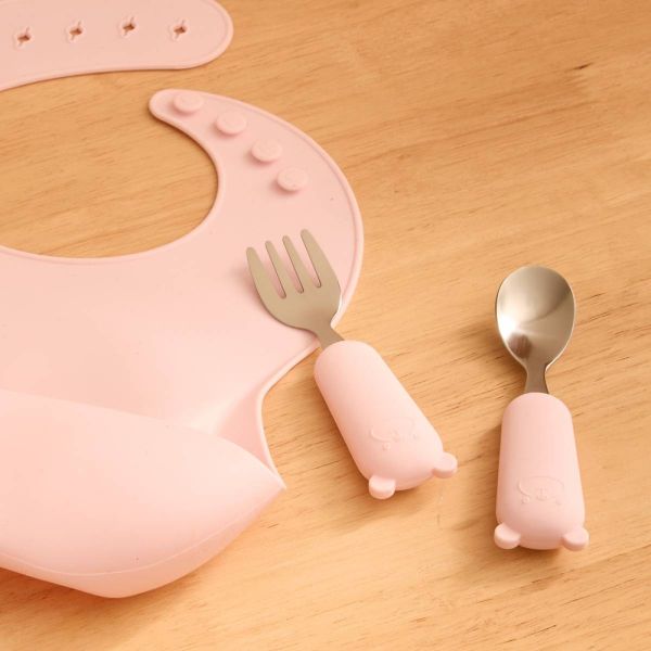 Set de couverts enfant rose cuillère et fourchette