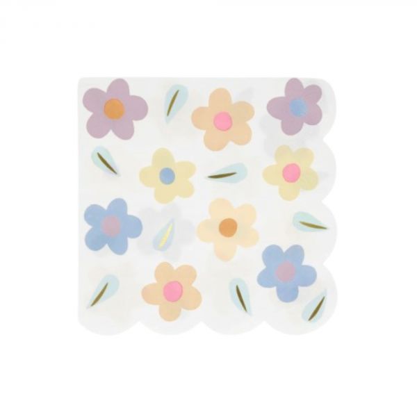 Lot de 16 grandes serviettes Happy Flowers