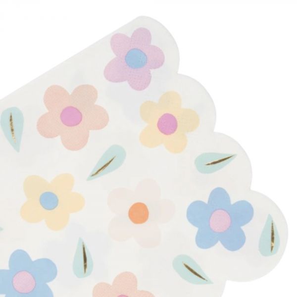 Lot de 16 grandes serviettes Happy Flowers