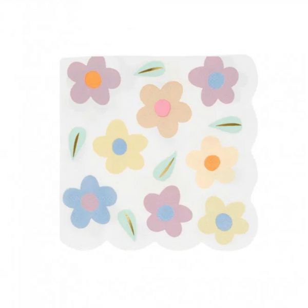 Lot de 16 petites serviettes en papier Happy Flowers
