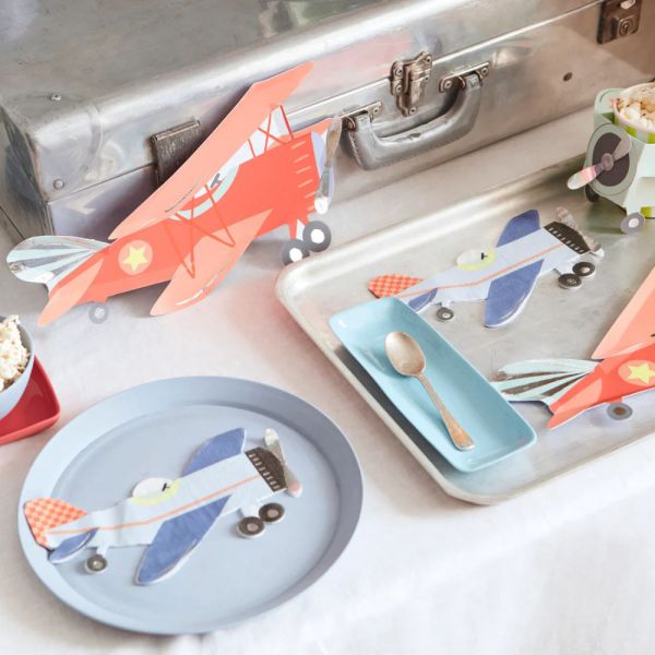 Lot de 16 serviettes Avion