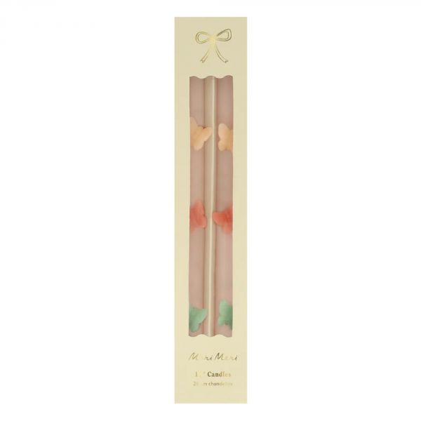 Lot de 2 bougies coniques Papillons