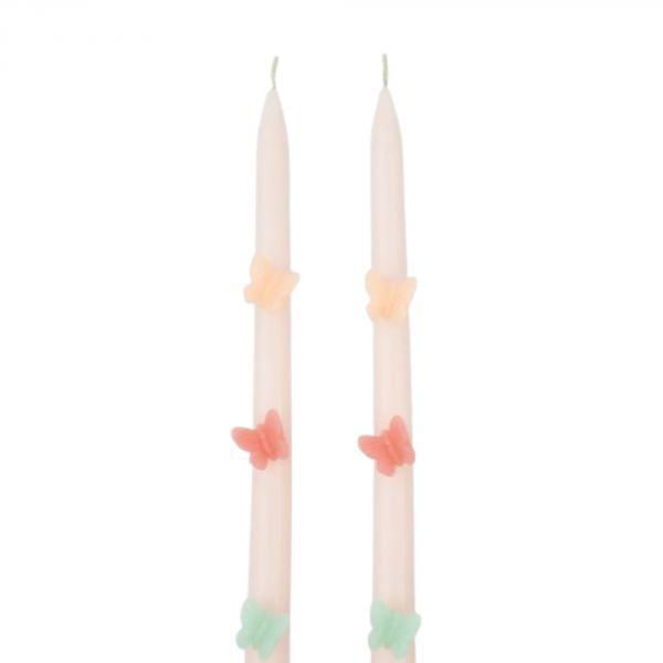 Lot de 2 bougies coniques Papillons