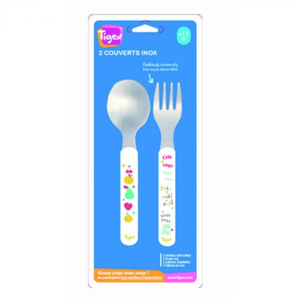 Set de 2 couverts inox Mini Chef