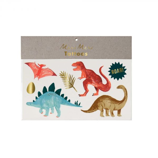 Lot de 2 planches de tatouages enfant Royaume des dinosaures