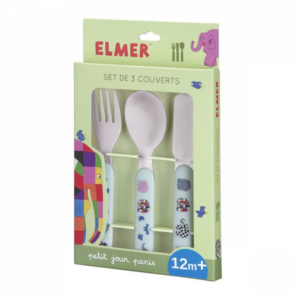 Set de 3 couverts pour bébé Elmer