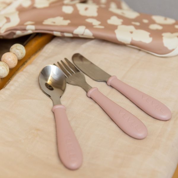 Set de 3 couverts bébé en inox Barbe à papa