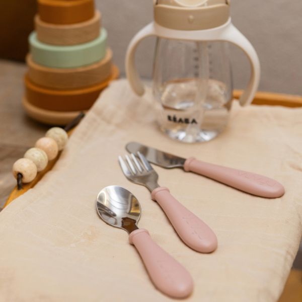 Set de 3 couverts bébé en inox Barbe à papa