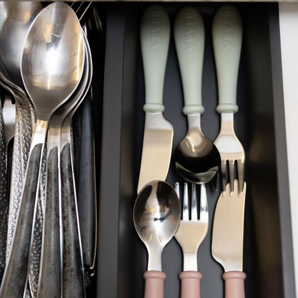 Set de 3 couverts bébé en inox Barbe à papa