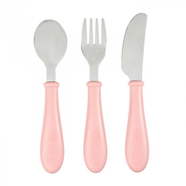 Set de 3 couverts inox Old pink