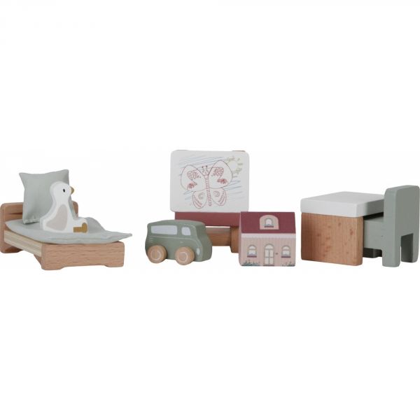 Set de 7 pièces de chambre d'enfant pour maison de poupée FSC