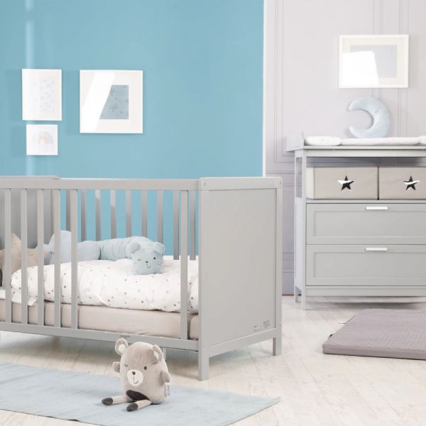 Chambre bébé duo 'Hamburg' taupe 2 en 1 lit bébé 60x120 + commode à langer 2 tiroirs