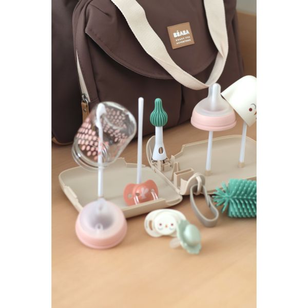 Set de nettoyage biberons nomade avec égouttoir Argile