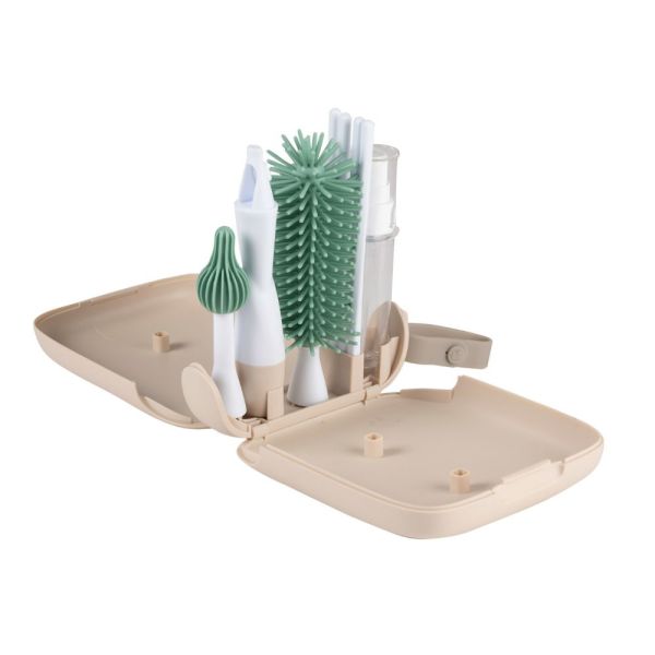 Set de nettoyage biberons nomade avec égouttoir Argile