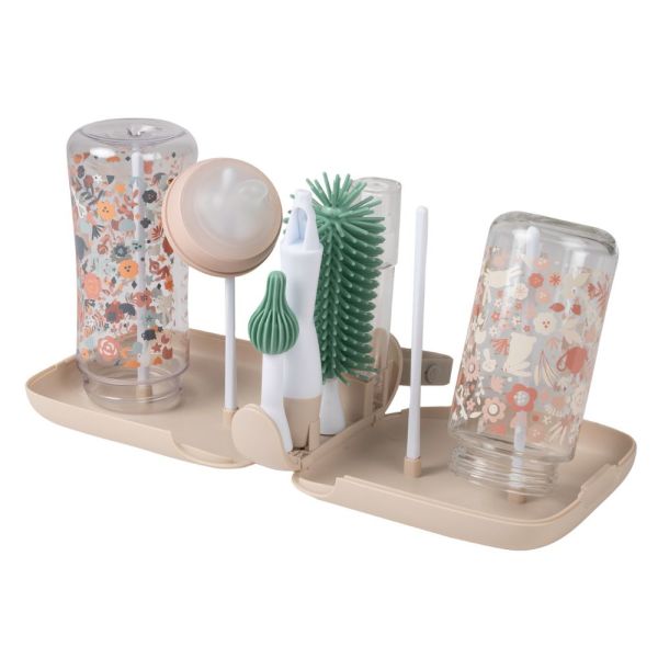 Set de nettoyage biberons nomade avec égouttoir Argile