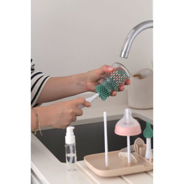 Set de nettoyage biberons nomade avec égouttoir Argile