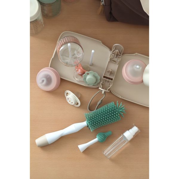 Set de nettoyage biberons nomade avec égouttoir Argile
