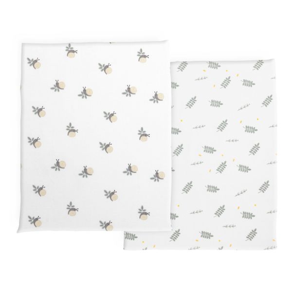Lot de 2 draps housse Bamboo Next2Me Twins Greenery