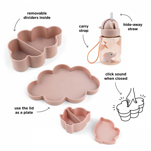Set gourde et boîtes à goûter Playground rose