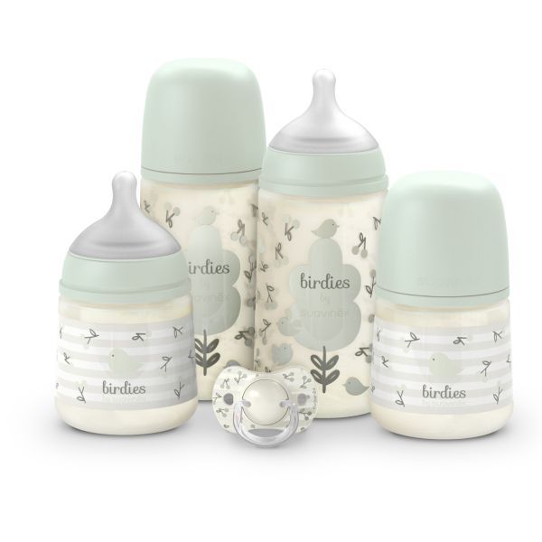 Coffret nouveau-né bébé Birdies avec biberons et sucette SX Pro Vert