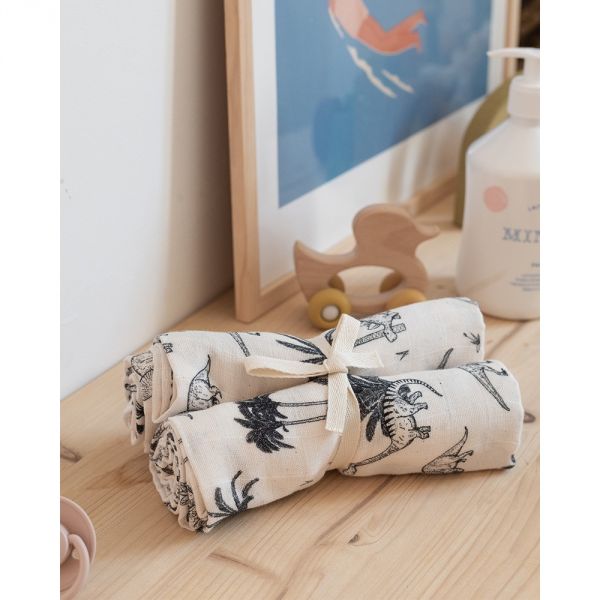 Lot de 2 langes Gaspard 70x70 cm T-Rex