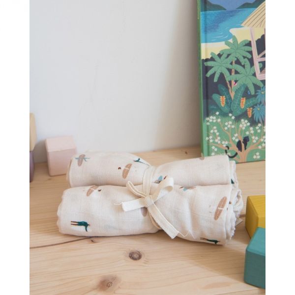 Lot de 2 langes 70x70 cm Gaspard Waikiki