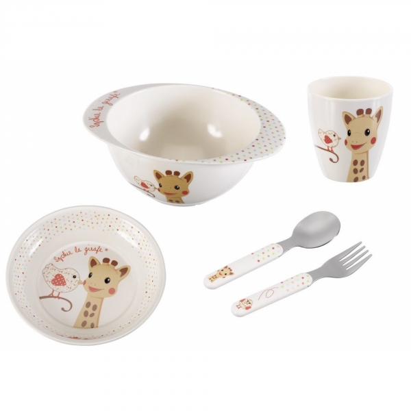 Coffret repas mélamine version kiwi Sophie la girafe