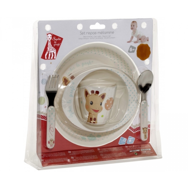 Coffret repas mélamine version kiwi Sophie la girafe