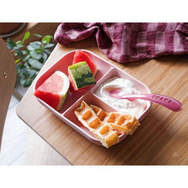 Set repas silicone compartimenté rose
