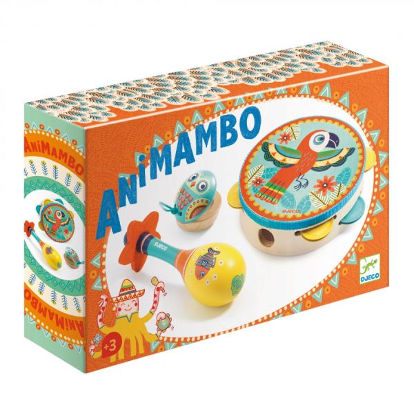 Set de 3 instruments Tambourin-Maracas-Castagnette enfant Animambo