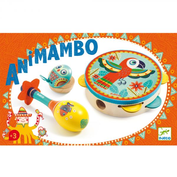 Set de 3 instruments Tambourin-Maracas-Castagnette enfant Animambo