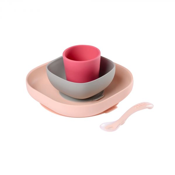 Coffret vaisselle 4 pièces en silicone Pink