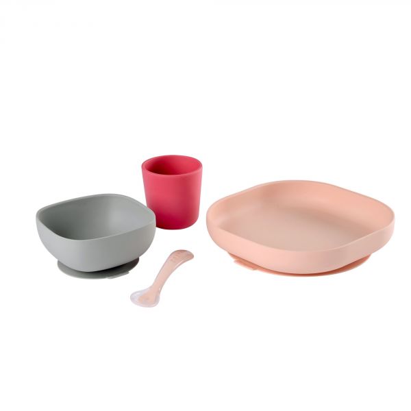 Coffret vaisselle 4 pièces en silicone Pink